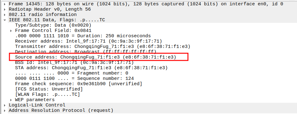 STA to AP ARP Source Address