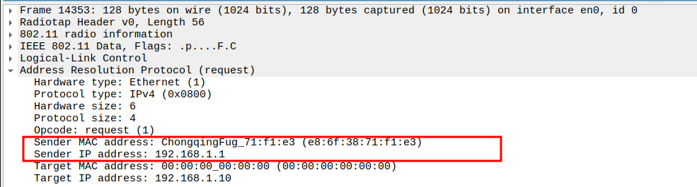 AP to Broadcast ARP Sender IP and MAC