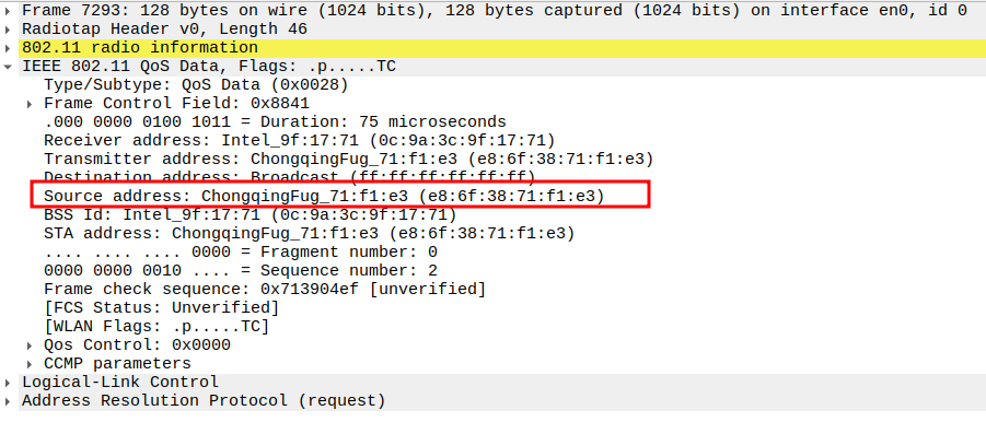 STA to AP ARP Source Address