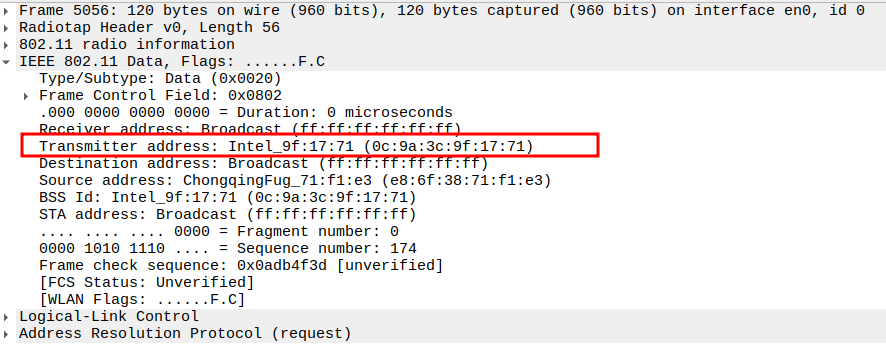 AP to Broadcast ARP Transmitter Address