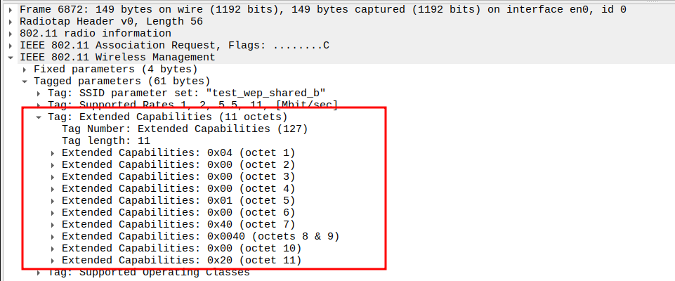 Extended Capabilities in Association Request
