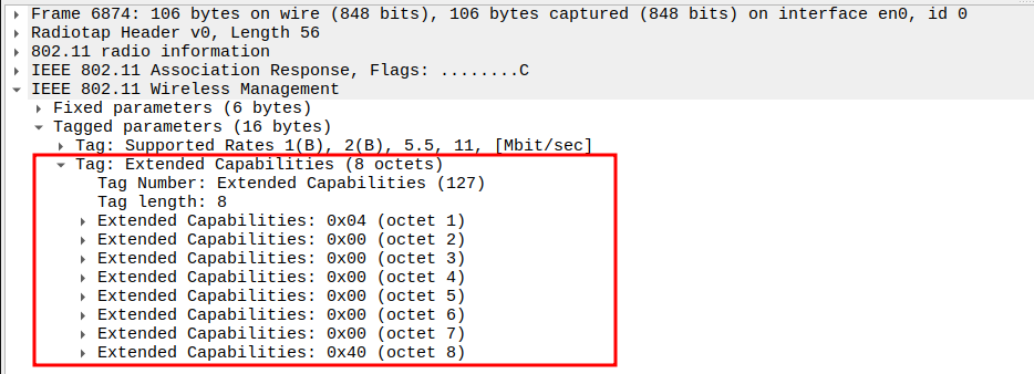 Extended Capabilities in Association Response