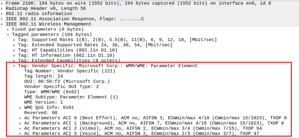 WMM/WME Parameters