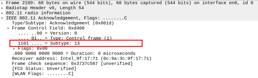 ACK subtype after Association Response