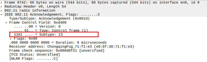ACK Subtype after Deauthentication