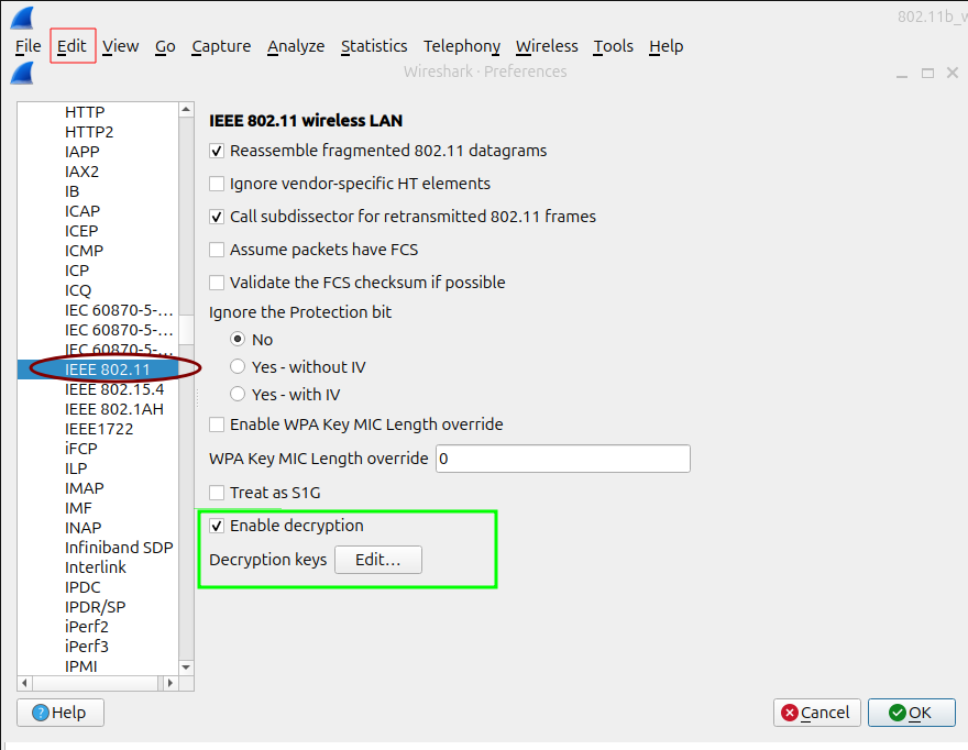 Decryption1 in Wireshark