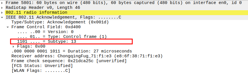 ACK Subtype after ICMP Echo Request