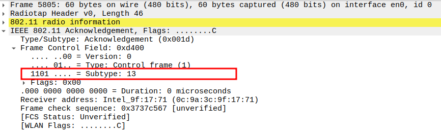 ACK Subtype after ICMP Echo Reply