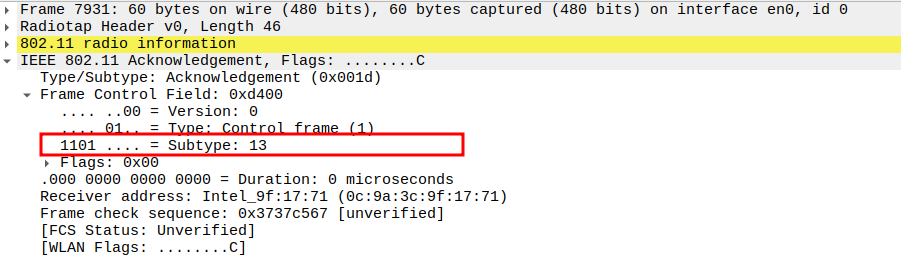 ACK Subtype after ICMP Echo Reply