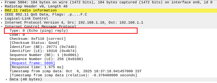 ICMP Type in Echo Reply