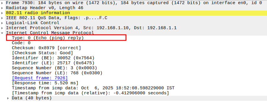 ICMP Type in Echo Reply
