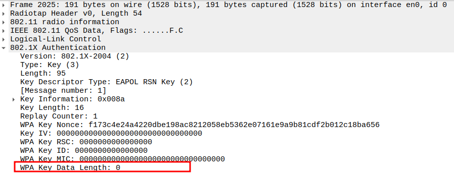 Key Data Length in Message 1