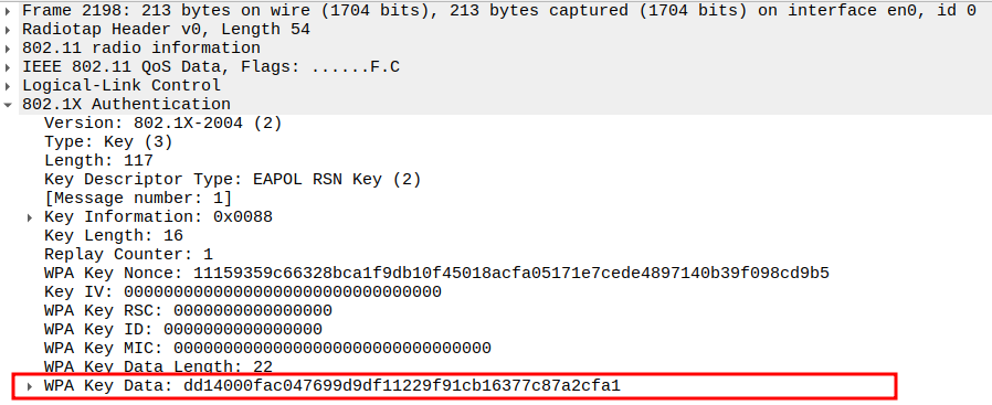 Key Data Length in Message 1