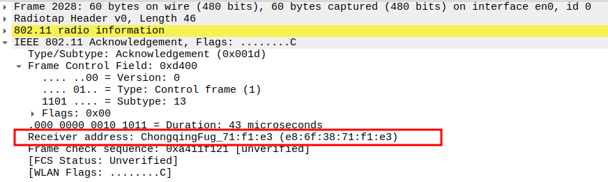 Receiver address of ACK after Message 2