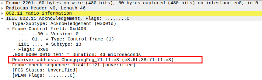 Receiver address of ACK after Message 2