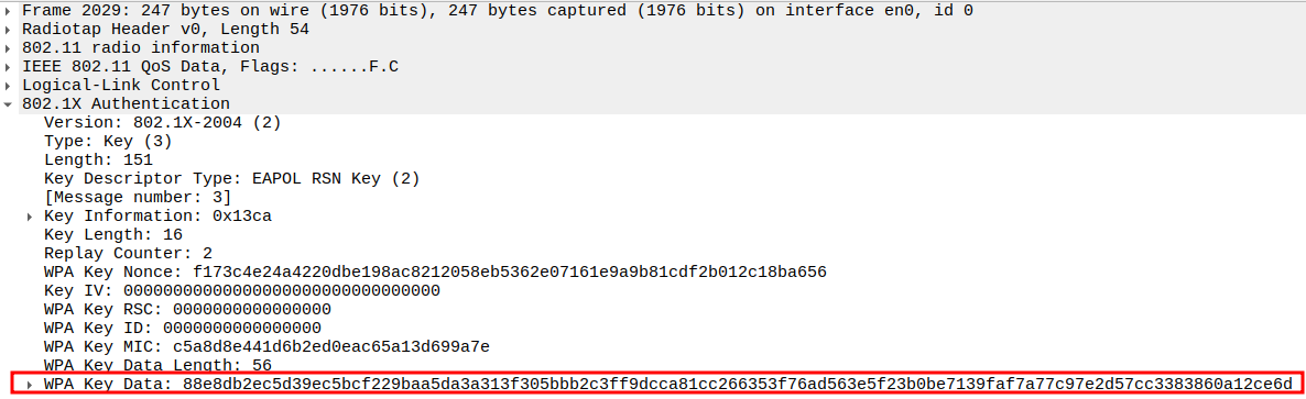 WPA2 Key Data in Message 3
