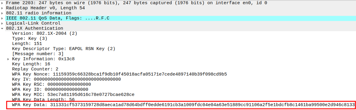 WPA3 Key Data in Message 3