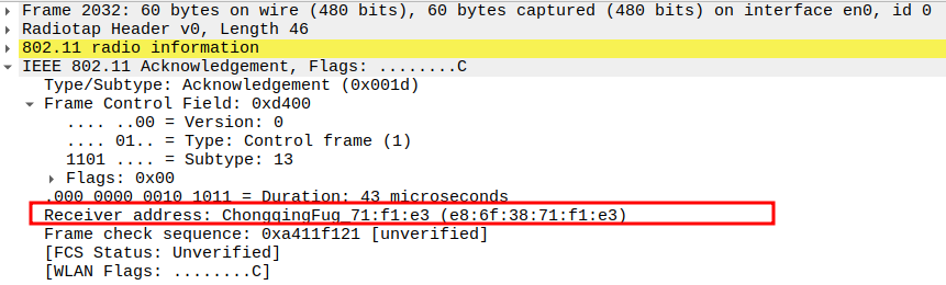 Receiver address of ACK after Message 4