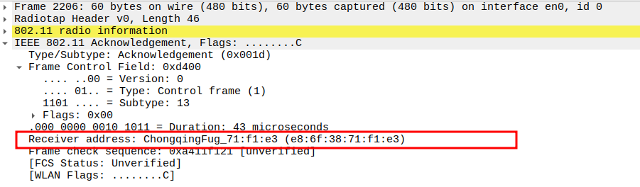 Receiver address of ACK after Message 4