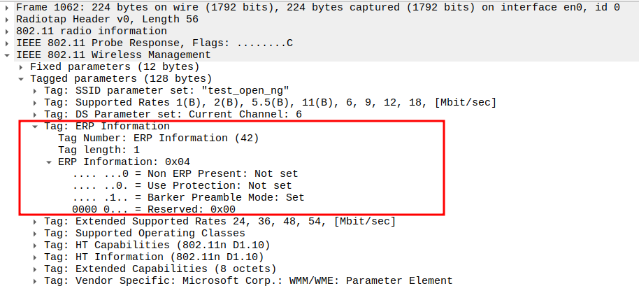 ERP Information Element in Probe Response