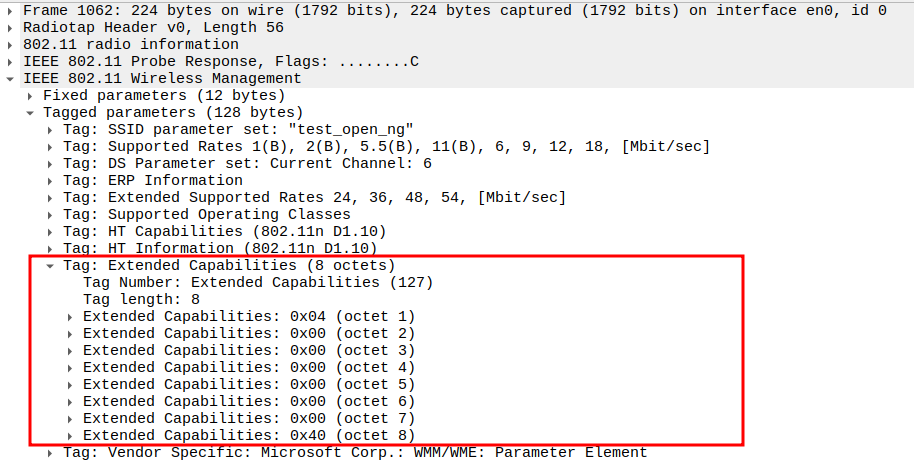 Extended Capabilities field in Probe Response